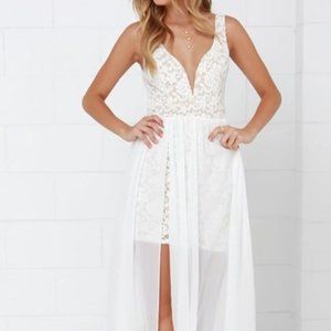 Lulu's OFF WHITE Lace Maxi Dress Size XS